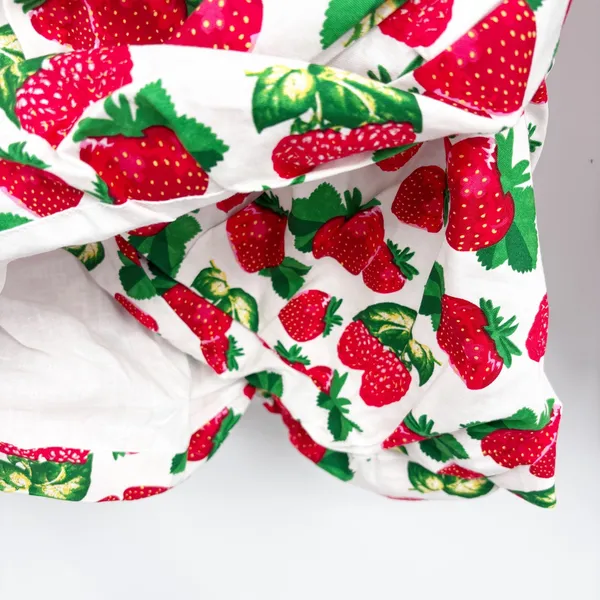 NWT Madeleine Simon Womens Strawberry Print Ruched Cottagecore Mini Dress XS - Image 6