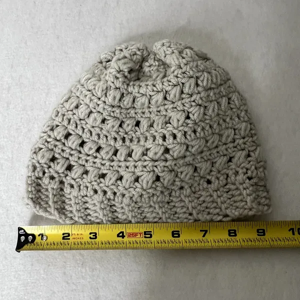 Handmade Gray Knit Beanie Hat - Image 4