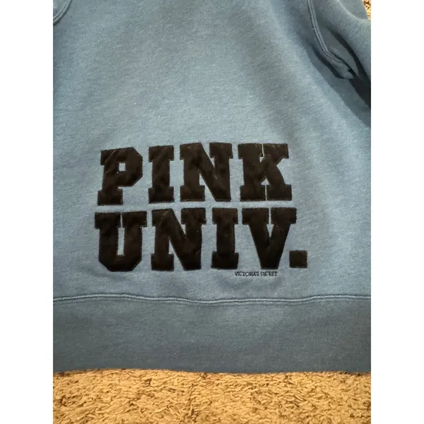 Victoria's Secret PINK Hoodie Athletic Dept Zip Blue Size S Cotton Polyester - Image 3