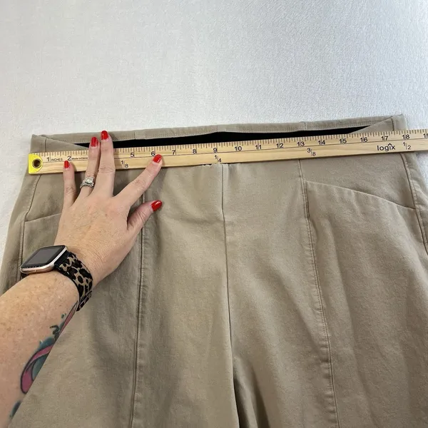 Old Navy XL Tall XLT High Waisted Pull On Pixie Super Wide Leg Pants Comfort Tan - Image 11