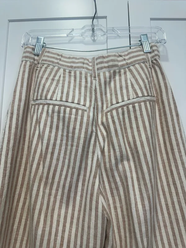 Abercrombie striped beige and white linen pants - Image 7