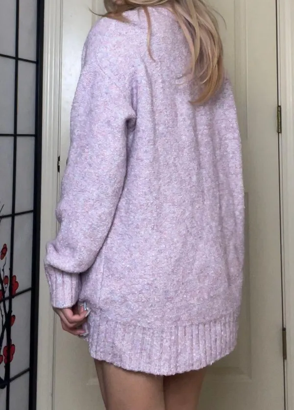Old Navy Soft Pink Oversized Cozy Crew-Neck Sweater Dress - Image 6