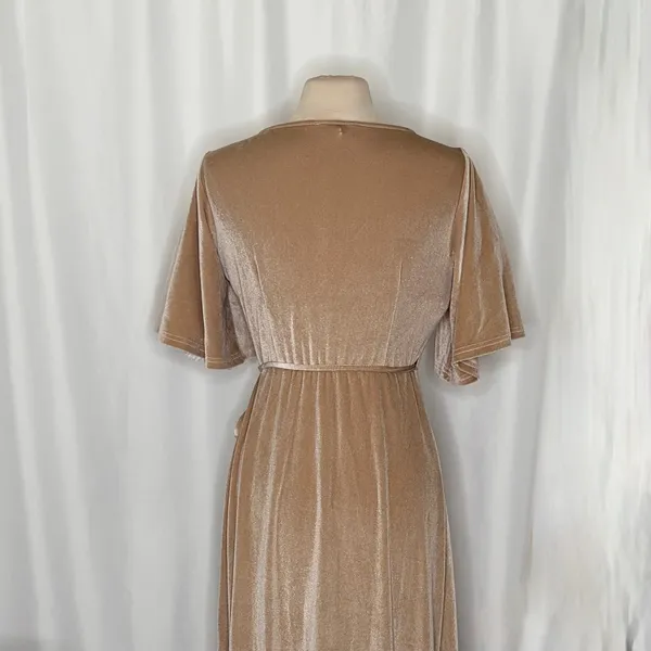 BALTIC BORN Meghan Velvet Wrap Maxi Dress Champagne Holiday Party Stretch Large - Image 10