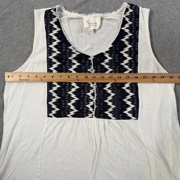 Two by Vince Camuto Women's XL White Lace Zigzag Pom Pom Trim Tank Top - Image 6