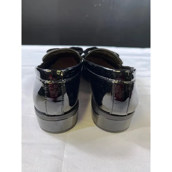 Isaac Mizrahi Womens Black Patent Leather Loafers With Velvet Bow Size 7 SKU 730 - Image 6