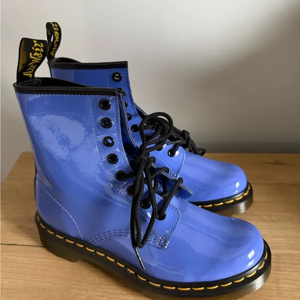 Dr. Martens 1460 Womens‎ Blue Boots Size 6 Patent Leather Boots NWOB C - Image 2