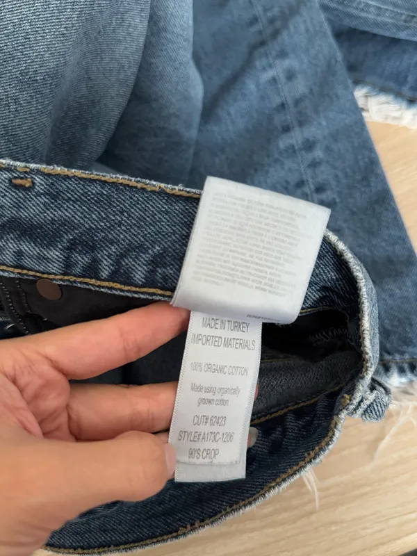 Agolde 27 90's Crop Mid Rise Straight Jeans Organic Hooked Relaxed Indigo Denim - Image 4