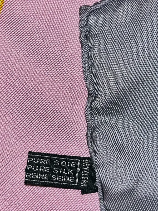 CELINE Paris Silk Scarf Pink Gold Chain Print Square - Image 3