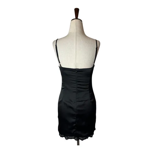 Princess Polly Dress Women 2 Black‎ Satin Lace Trim Slip Mini Sexy Whimsigoth - Image 3