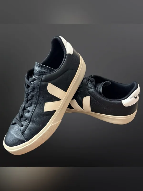 VEJA Campo Black & White Leather Sneakers — Women’s 10 - Image 12