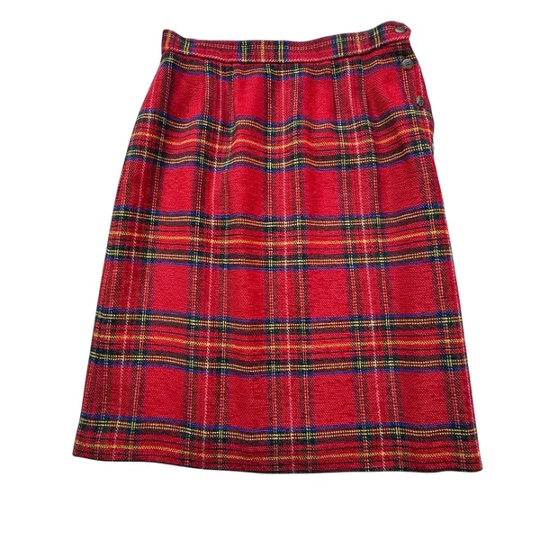 VTG Breeches Red Tartan Plaid Skirt‎ Suit Set Womens 8 Wool Blend Blazer Skirt - Image 8