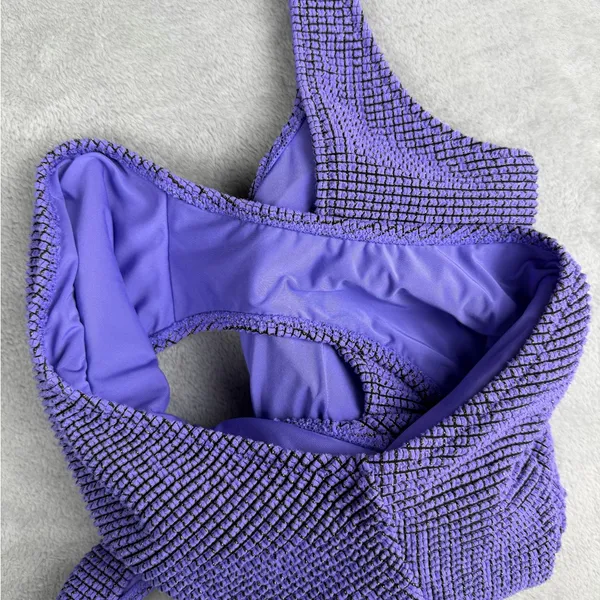 Aerie Lurex Crinkle Babewatch One Piece Swimsuit Purple Size XL - Image 12