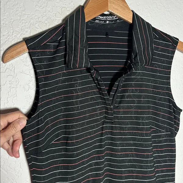 Nike Golf Dri-Fit Black Stripe Sleeveless Top Athletic Performance Wear Outdoor - Image 2