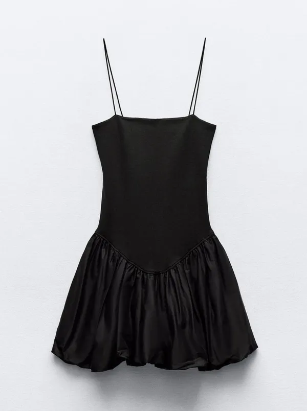 ZARA Women Mixed Rib Poplin Balloon Dress - Image 6
