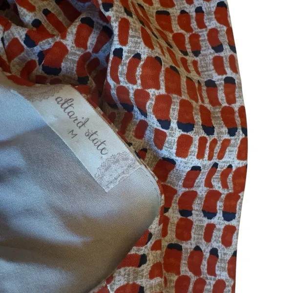 Altar’d State Orange Red Plaid Smocked Romper Women’s Medium Balloon Sleeve EUC - Image 12