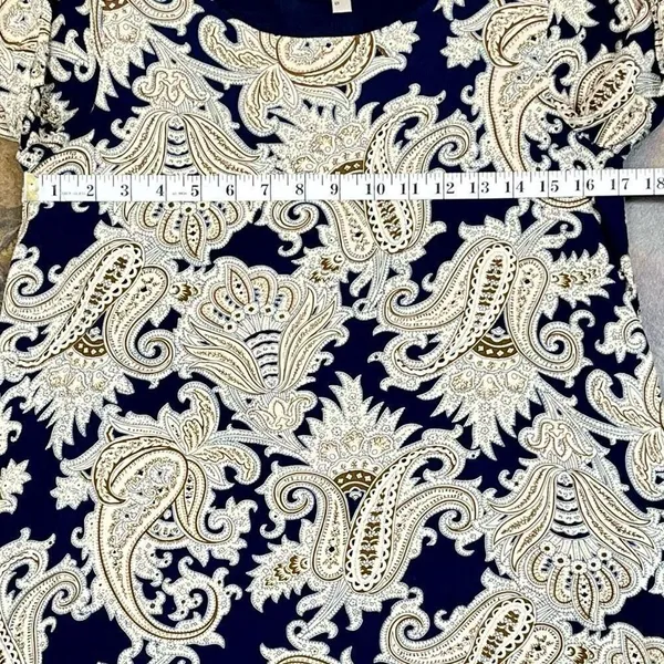 Entro Women’s Paisley Crewneck Long Sleeve Fringe Dress Small - Image 9
