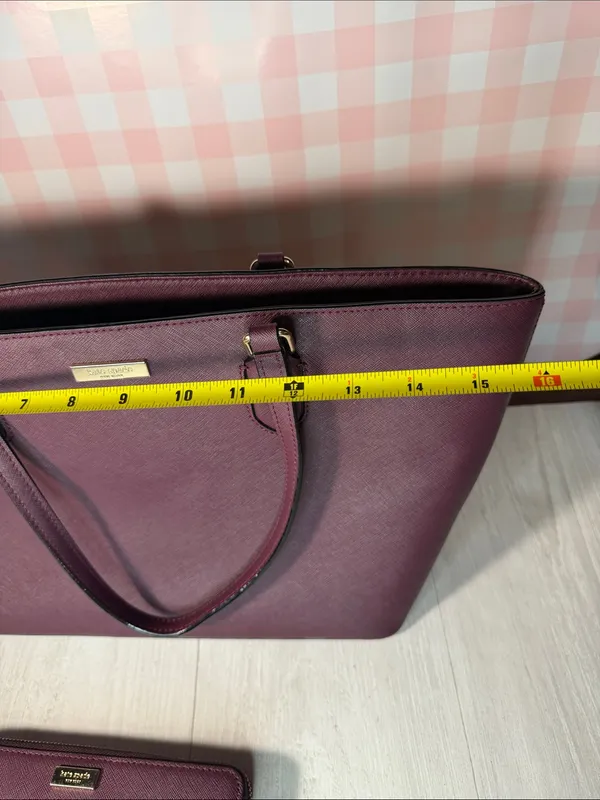 kate spade plum saffiano tote in deep berry - Image 13