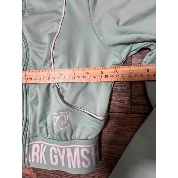 Gymshark Womens‎ XS Mint Green Cropped Track Jacket Full Zip B1A1P Athletic Yoga - Image 6