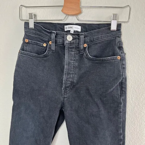 Re/Done Originals Black High Rise Ankle Crop Denim Jeans Size 25 - Image 6