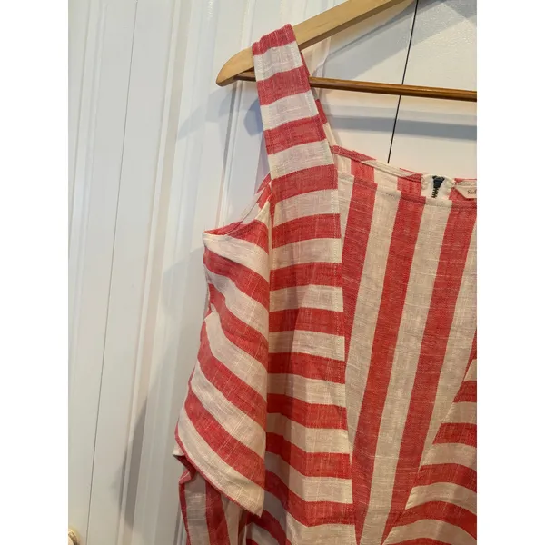 Soft Surroundings Red And White Stripe Cold‎ Shoulder Tunic/Dress Size Medium - Image 3