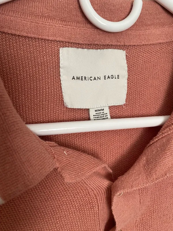 American Eagle Rust Coral Polo Shirt  - Image 3