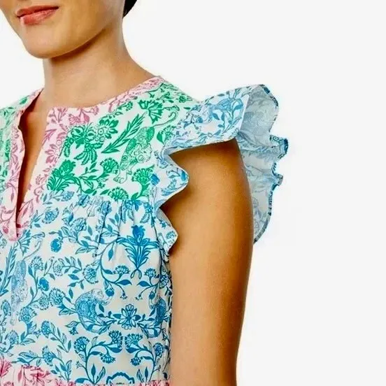 ROLLER‎ RABBIT Aitona Pippa Dress Tiered Tropical Floral Jungle Print Small - Image 5