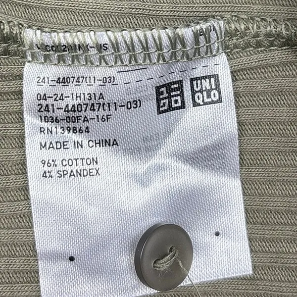 Uniqlo Women's Olive Green Ribbed Button Up Cropped Top Sweater Cardigan Size S - Image 7