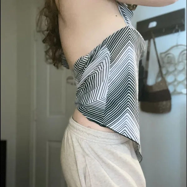 Vintage 90‘s‎ gadzooks abstract asymmetric rave halter neck crop top sz medium - Image 3