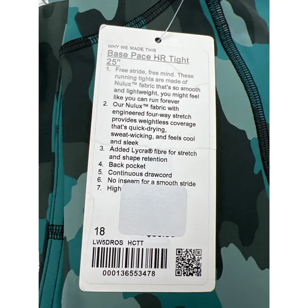 NEW Lululemon‎ Base Pace High Rise Crop 25" Heritage 365 Camo Tidewater Teal 18 - Image 11