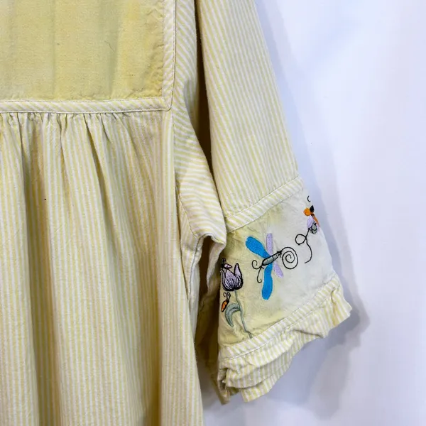 VTG Quacker Factory XL Nightgown‎ Yellow Embroidered Butterfly Cottagecore 411 - Image 13