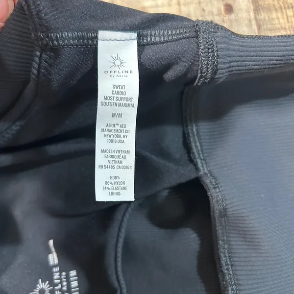 OFFLINE by Aerie Black Ribbed High Support Keyhole Sports Bra Workout Top Medium - Image 5