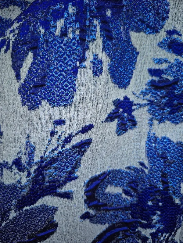 NWT Adrianna Papell Aidan Mattox Blue Floral Jacquard Gown Size 10 - Image 8