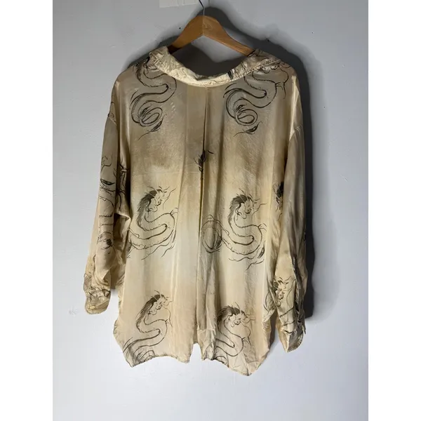 Zara cram collar oversized satin button down dragon print small‎ - Image 2