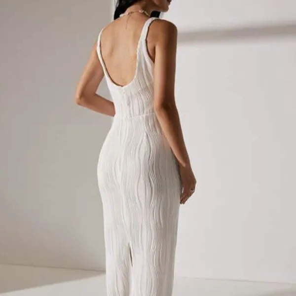 RIHOAS the water ripple textured white backless midi dress 22 - Image 3