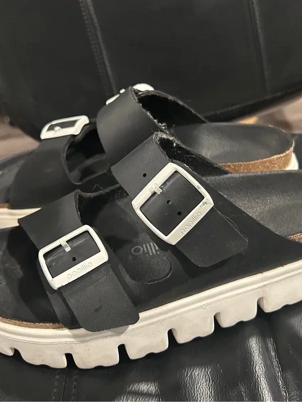 Papillio black sandals with cream platform sole Size 10 - Image 8