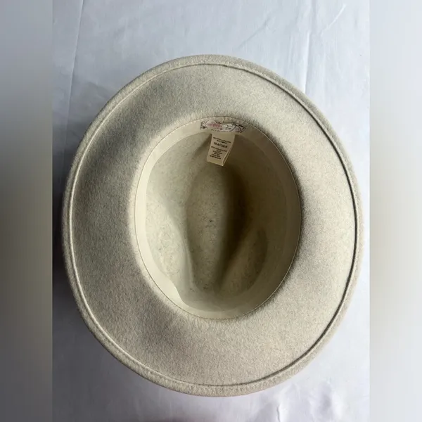 Free People Wythe in French Vanilla Leather Band Boho Festival 100% Wool Hat - Image 4