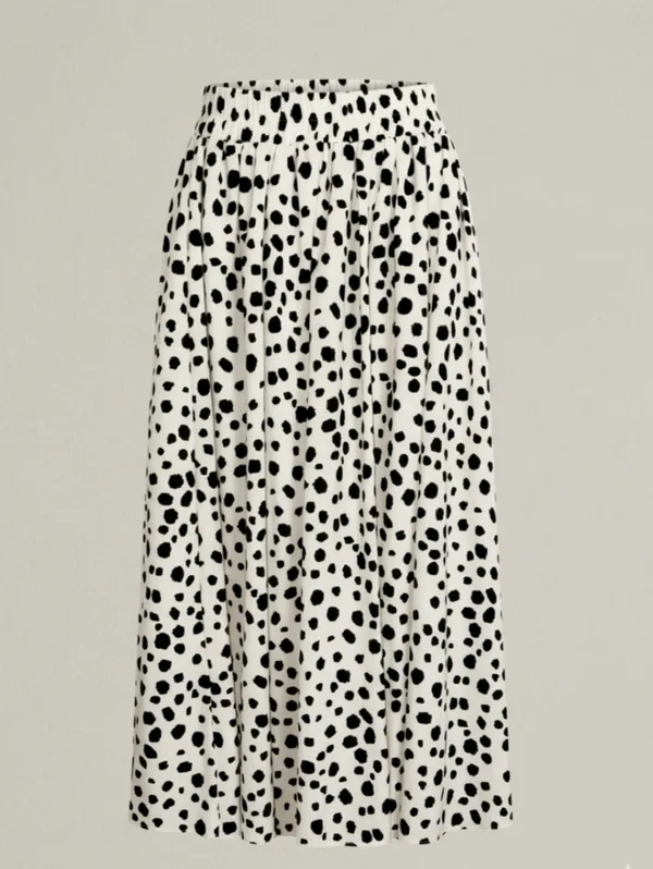 Dalmatian Polka Dot Pleated Midi Skirt – Size XS – Bohemian Style: Summer. - Image 3