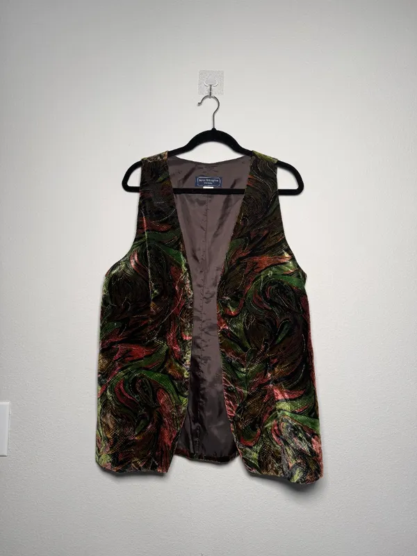 Velvet MultiColor Long Vest Vintage 90s - Image 7