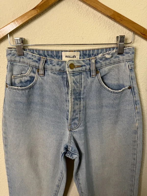 Rollas Classic Straight High Rise Jeans Light‎ Medium Wash Womens Size 27 - Image 3