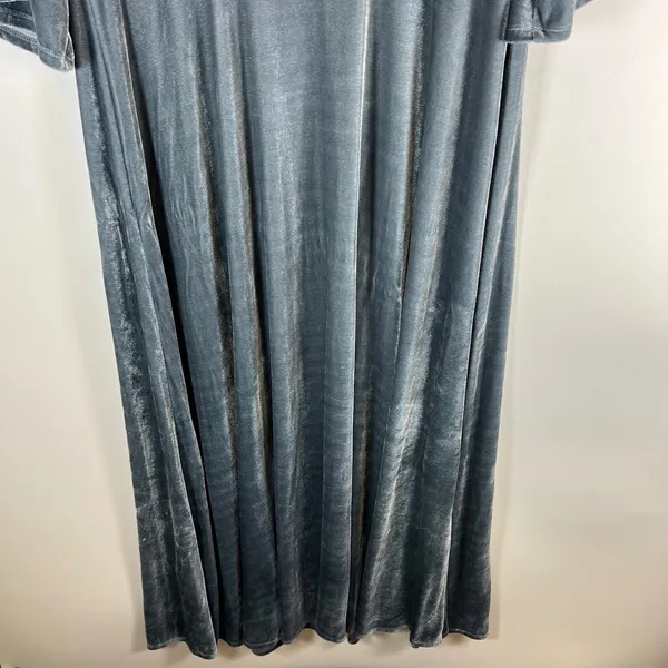 Soft Surroundings Velvet‎ Wrap Maxi Dress Slate Blue Bell Sleeve Size L boho - Image 8