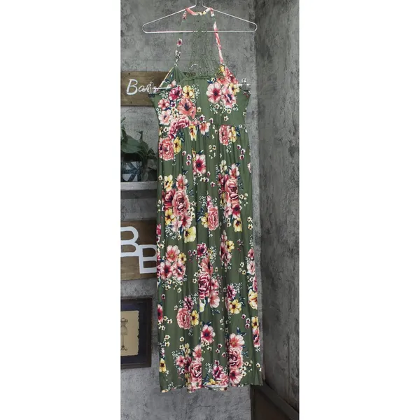 NWT Jamie & Layla Womens Petite Floral-Print Empire Maxi Dress Green Multi PL - Image 6