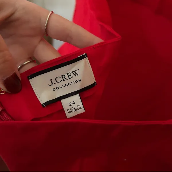 J.Crew Collection Side-Ruched Dress Stretch Linen-Viscose Blend Red Plus Size 24 - Image 5