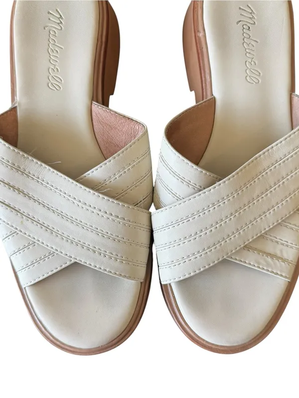 Madewell - Cream Leather Crisscross Slide Sandals Sz 6.5 - Image 2