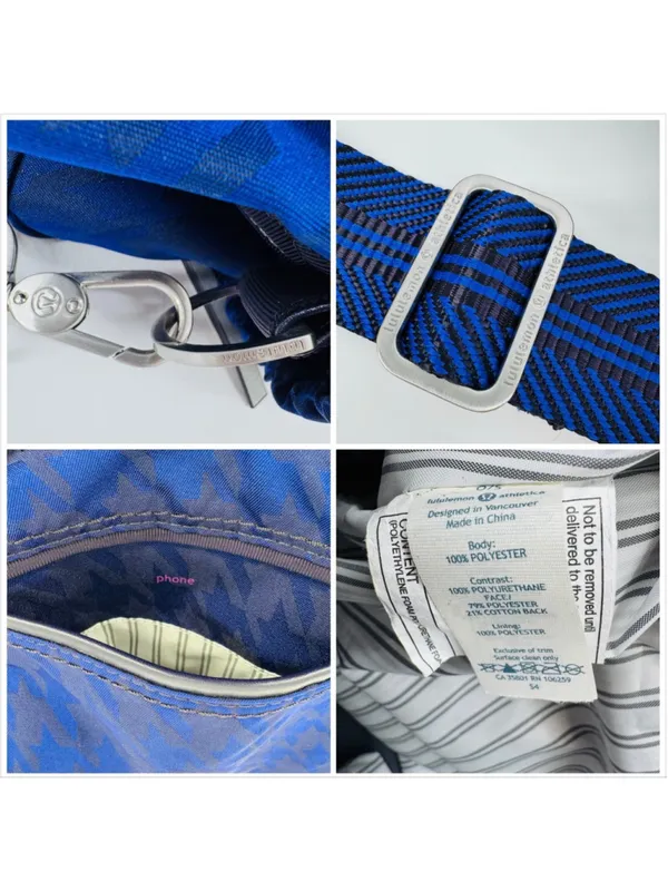 Lululemon Athletica Weekend Warrior Travel Duffel Bag Blue Black Houndstooth - Image 9