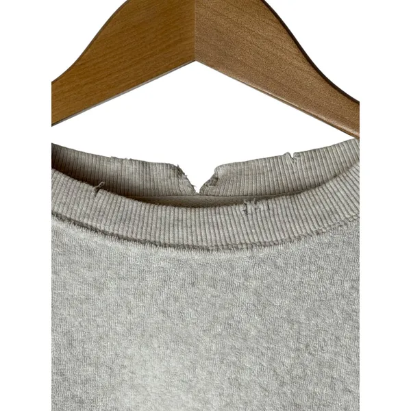 Aerie The Chill Cozy‎ Crew Sweatshirt Women XS Cream Smiley Face Distressed - Image 5