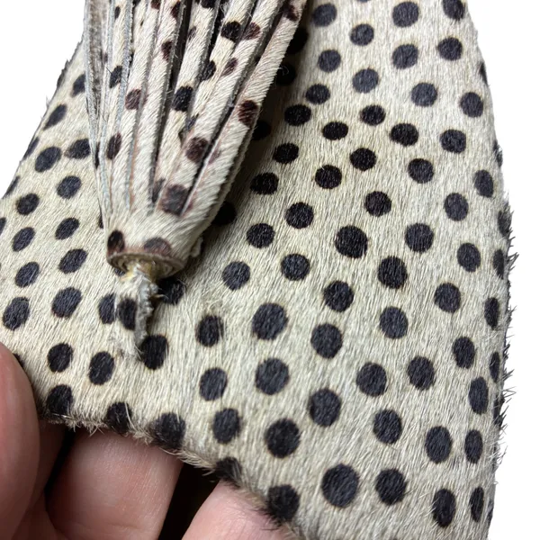 Clanni Calf Hair Polka Dot Mules Tassel Pointed Toe Tan Black Shoes Size 7.5 - Image 6