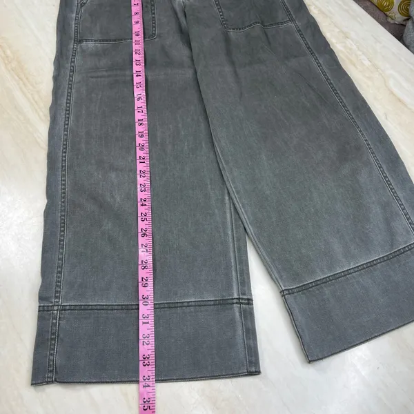 GAP Womens Size 4 Gray Wide Leg Crop High Rise Patch Pocket Denim Pants A36 - Image 12