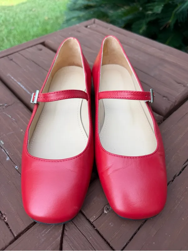 ALOHAS Por Do Sol Red Leather Mary Jane Ballet Flats EU 37 US 6.5 $190 - Image 5