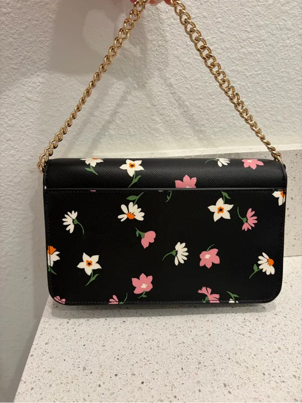 Kate Spade KF441 Madison Floral Waltz Flap Convertible Crossbody Black EUC - Image 8