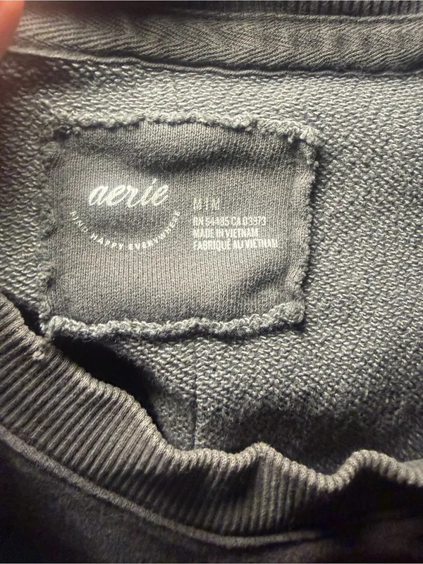 Aerie Oversized Distressed Crewneck Sweatshirt Grey Medium - Image 7